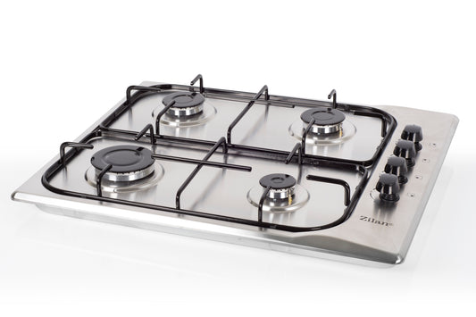 Plita incorporabila ZILAN ZLN-1525,60x50 cm, Inox, 4 ochiuri, Gaz gpl sau natural