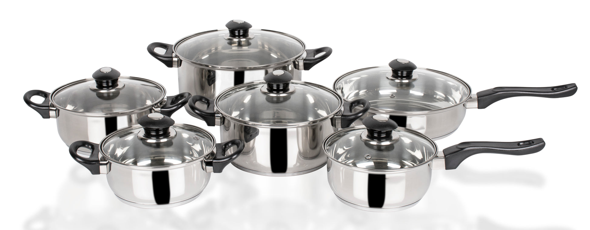 Set oale inox FLORIA ZLN-1167, 12 piese  6 oale inox+6 capace sticla termorezistenta , Manere bachelita, Fund dublu, inclusiv inductie