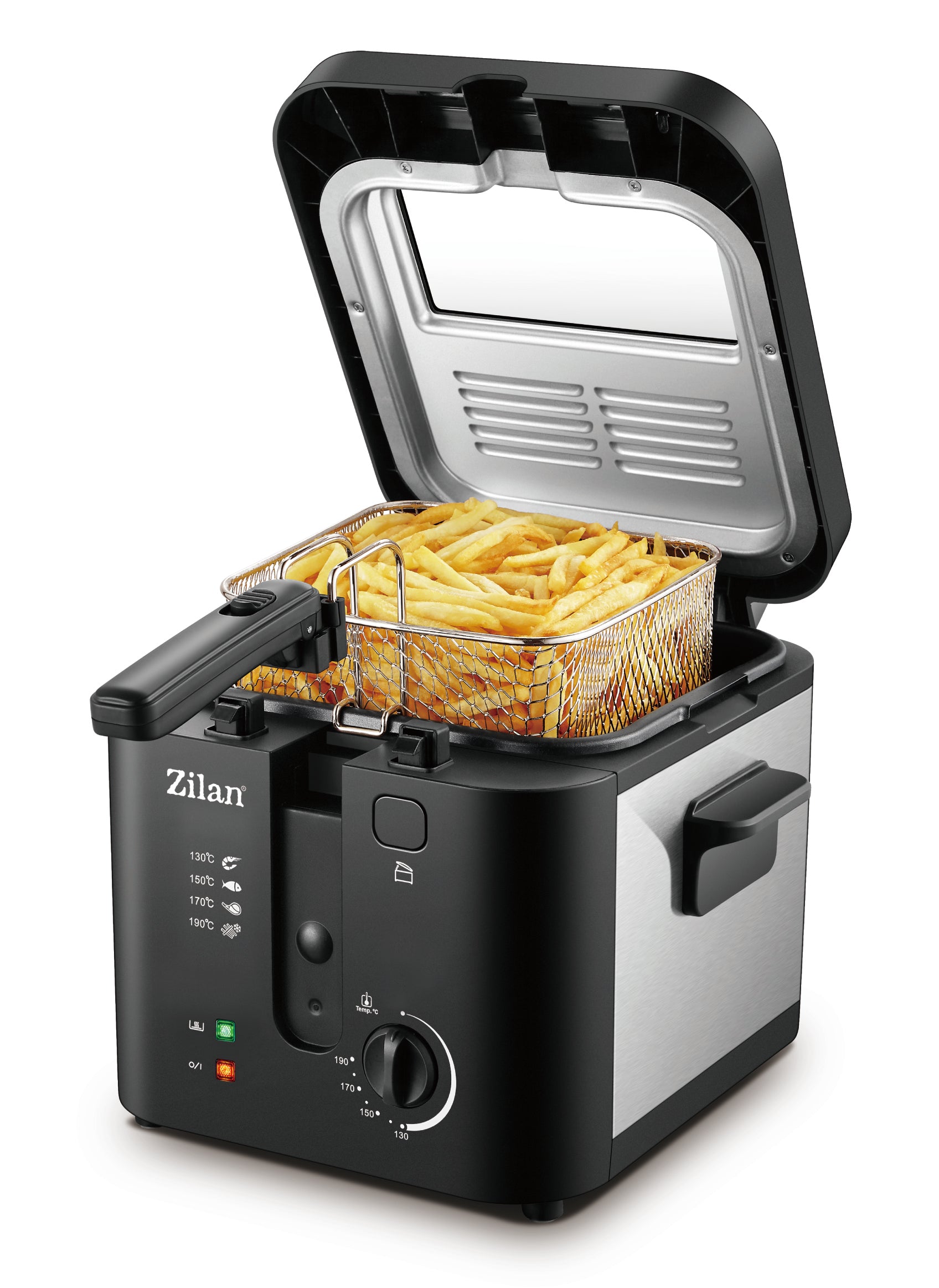 Friteuza Zilan ZLN-0010, 1600 W, 2.5 l, Termostat reglabil, Cuva detasabila, inox
