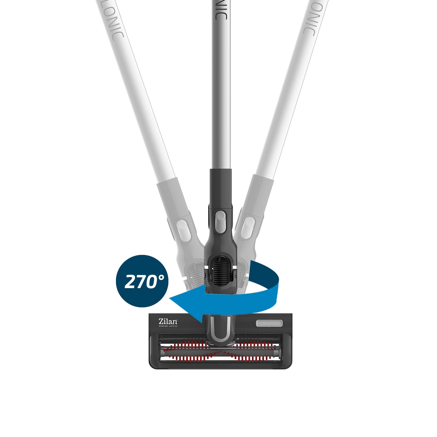 Aspirator vertical Zilan ZLN2099, Negru 22.2 V, Acumulator extern, Autonomie incarcare 4 ore, Perie AllFloor, Filtru Cyclone Igenic,