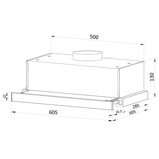 Hota incorporabila Floria ZLN1895, 50x28.5x13 cm parte incastrabila, Putere de absorbtie 450 mc/h, 140 W, 220-240 V. Negru