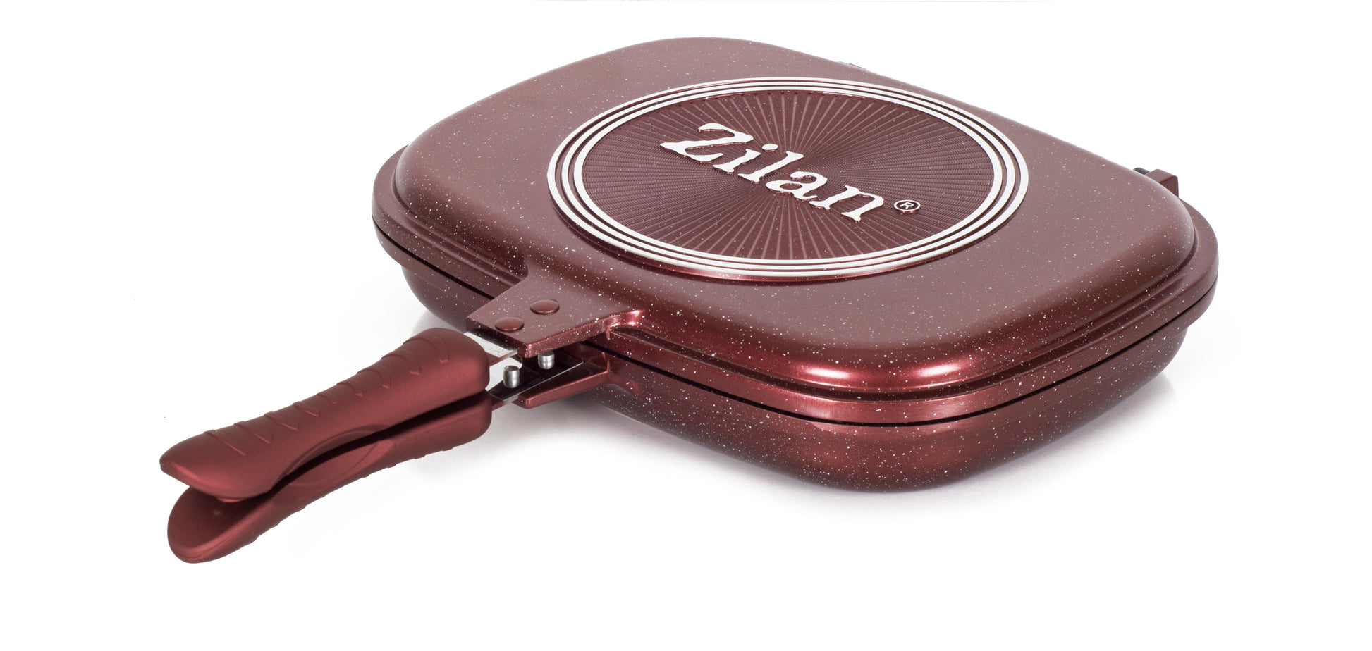 Tigaie dubla ZILAN ZLN-9522,culoare Rosu Diametru 30 cm, garnitura silicon rezerva,