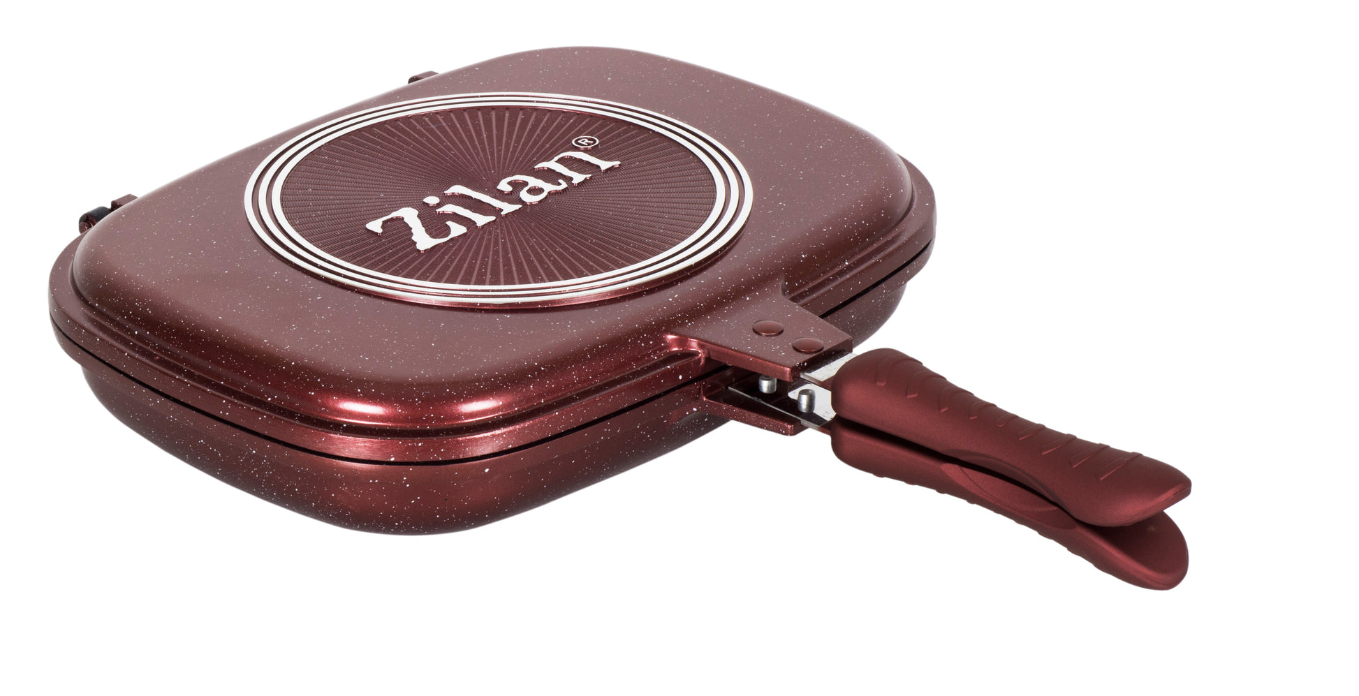 Tigaie dubla ZILAN ZLN-9522,culoare Rosu Diametru 30 cm, garnitura silicon rezerva,