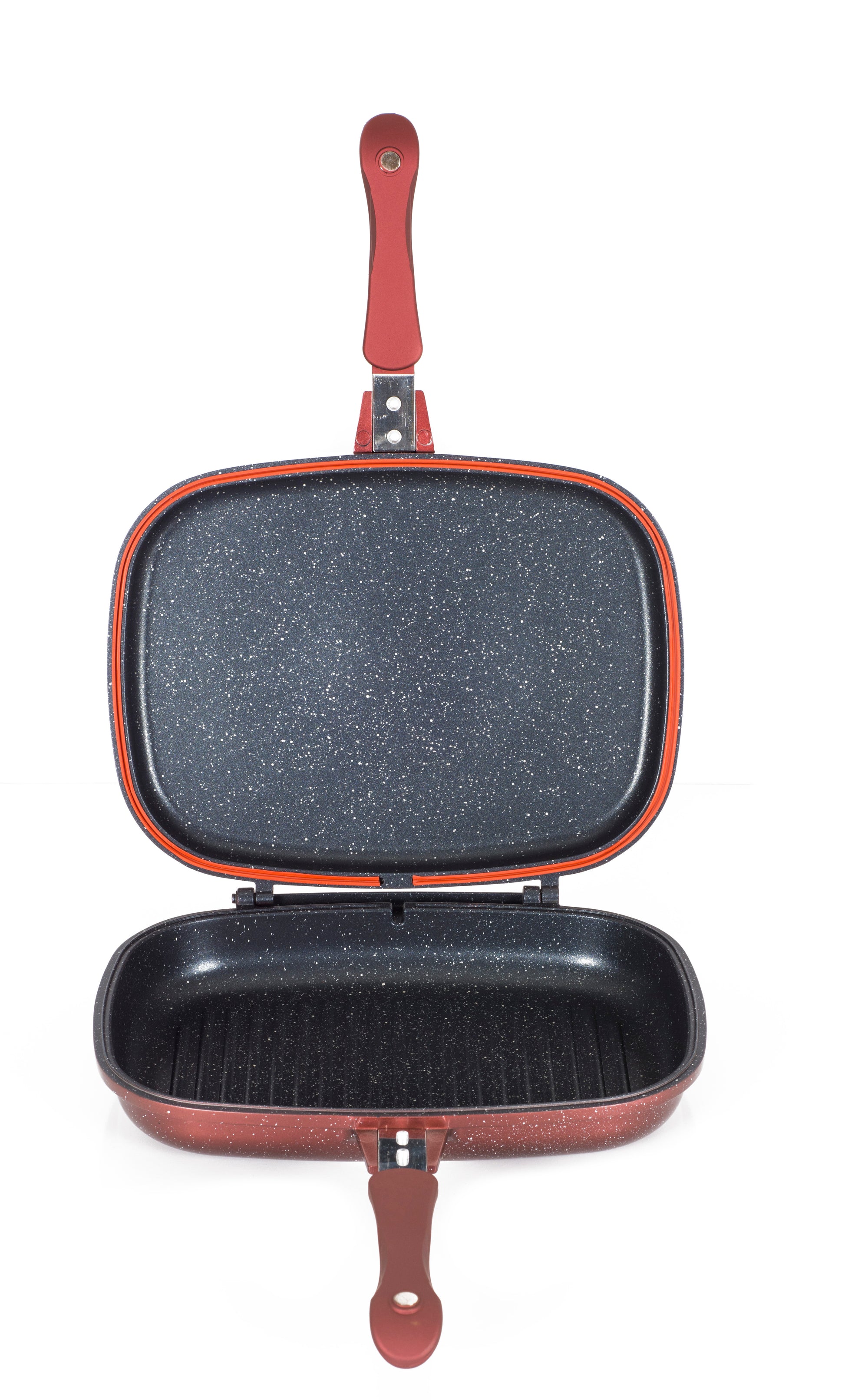 Tigaie dubla ZILAN ZLN-9522,culoare Rosu Diametru 30 cm, garnitura silicon rezerva,