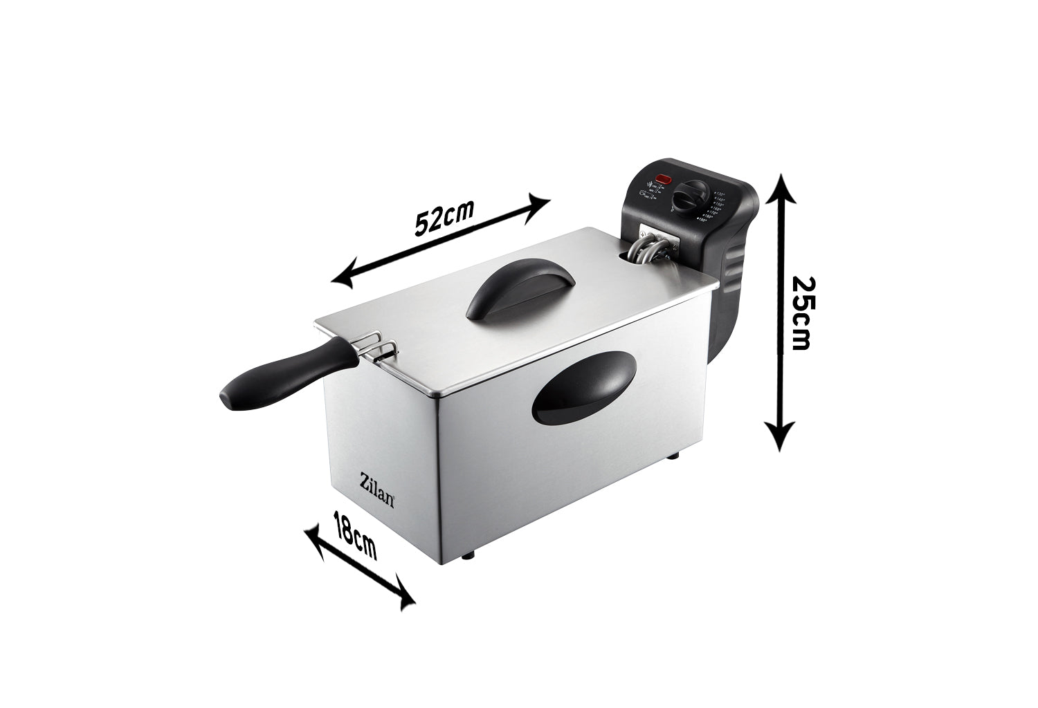 Friteuza Zilan ZLN-1819 din otel inoxidabil, capacitate 3 litri, protectie la supraincalzire