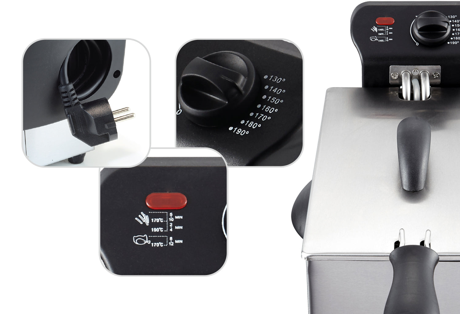 Friteuza Zilan ZLN-1819 din otel inoxidabil, capacitate 3 litri, protectie la supraincalzire