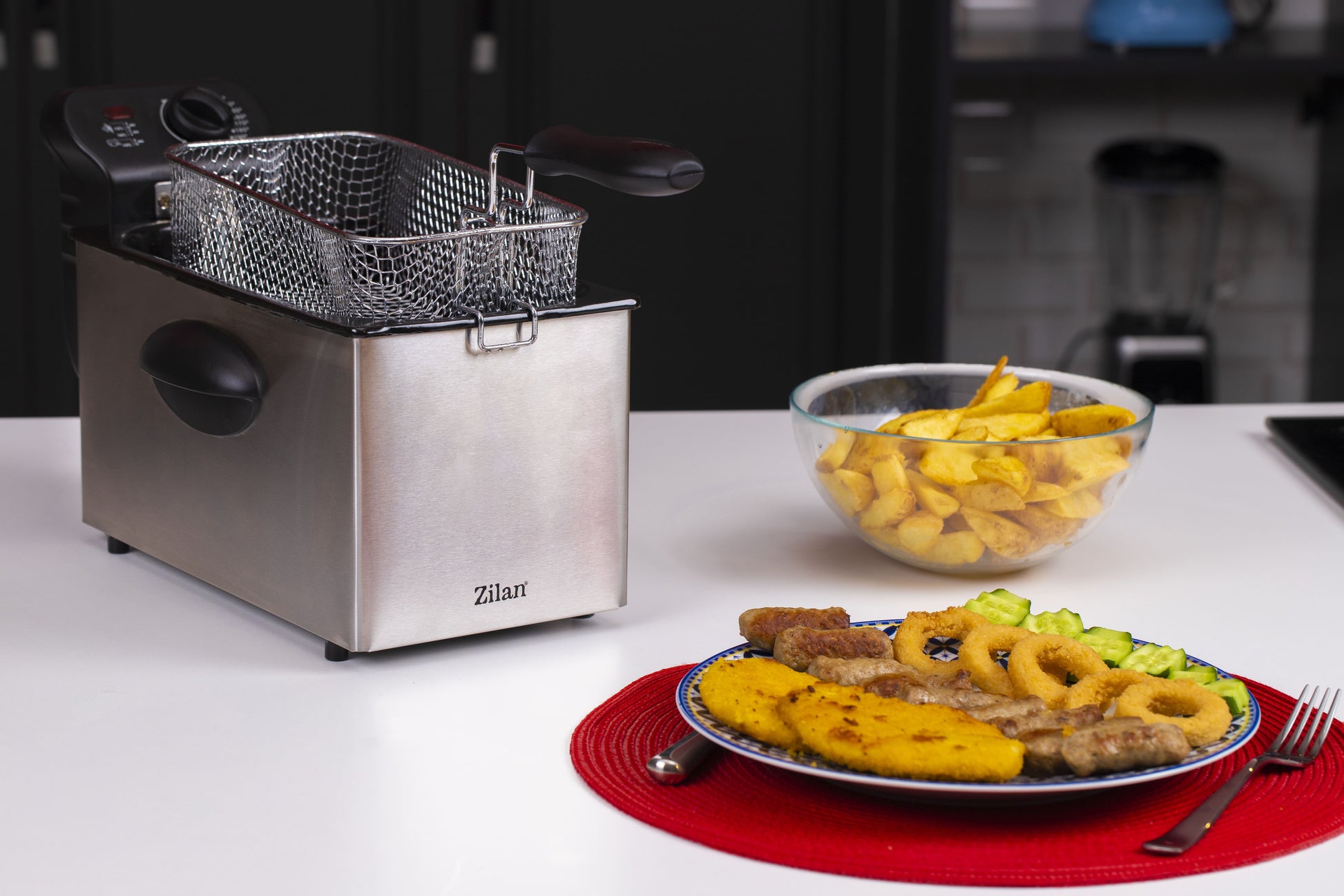 Friteuza Zilan ZLN-1819 din otel inoxidabil, capacitate 3 litri, protectie la supraincalzire
