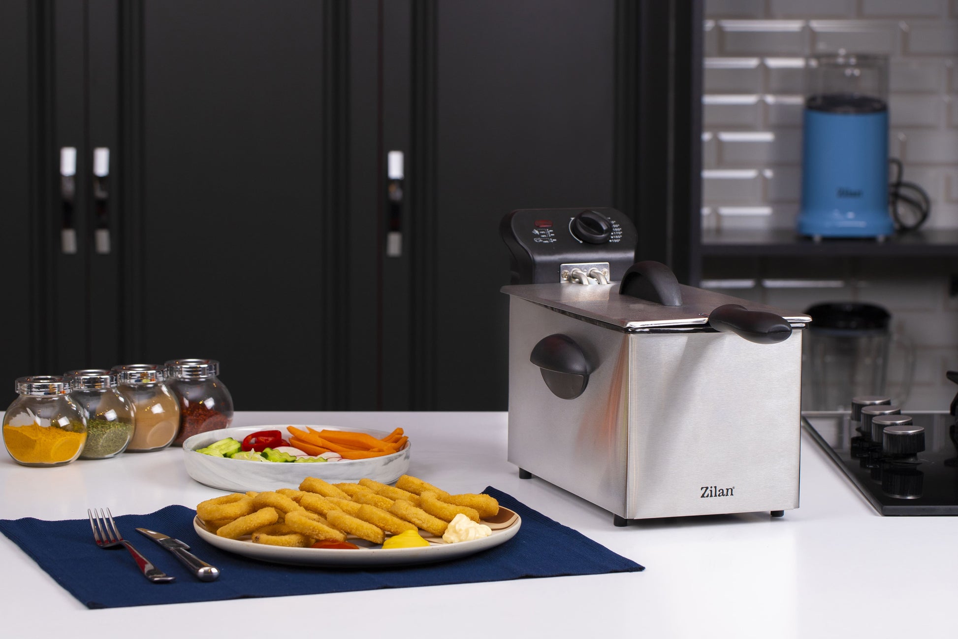 Friteuza Zilan ZLN-1819 din otel inoxidabil, capacitate 3 litri, protectie la supraincalzire