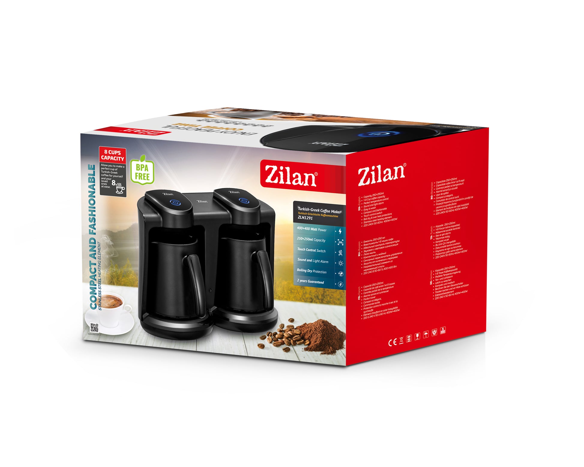 Aparat pentru preparat cafea turceasca dublu Zilan ZLN1291 Negru, Putere 400-400W, Capacitate 250-250ml