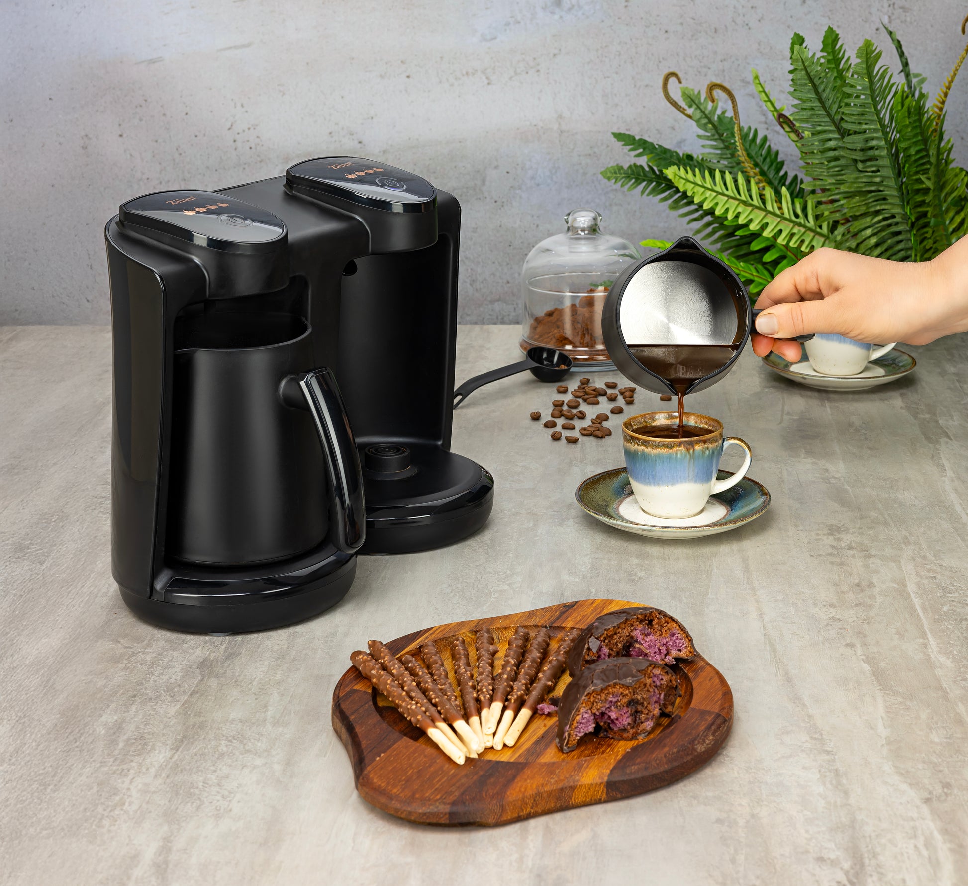 Aparat pentru preparat cafea turceasca dublu Zilan ZLN1291 Negru, Putere 400-400W, Capacitate 250-250ml