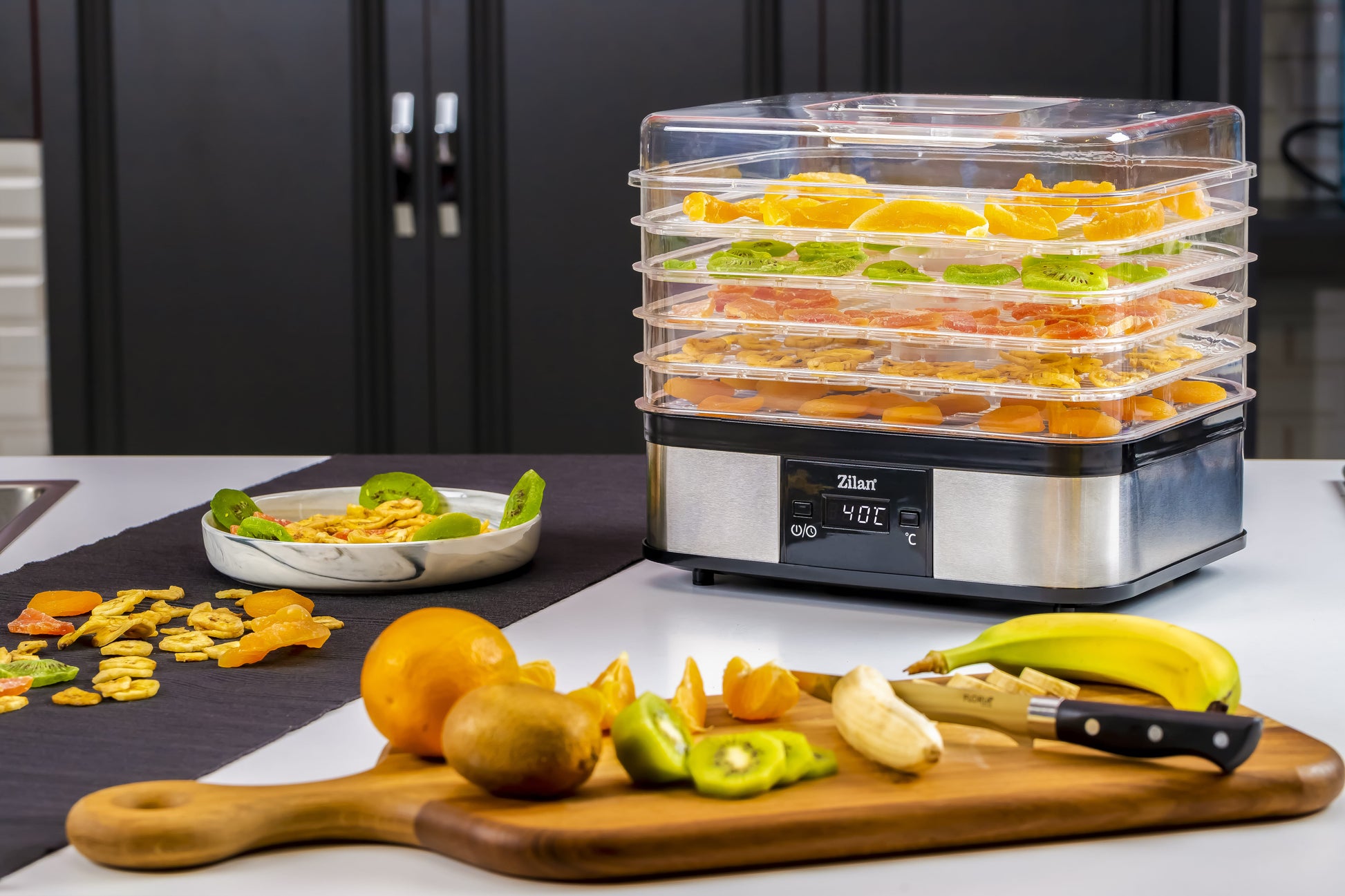 Deshidrator alimentar Zilan ZLN1932 inox, 245W, 5 nivele, termostat digital, silentios
