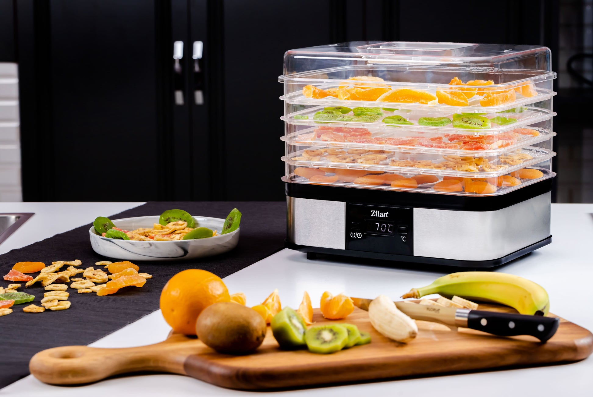 Deshidrator alimentar Zilan ZLN1932 inox, 245W, 5 nivele, termostat digital, silentios