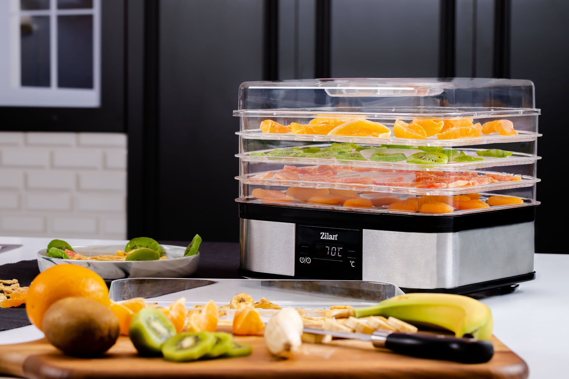 Deshidrator alimentar Zilan ZLN1932 inox, 245W, 5 nivele, termostat digital, silentios
