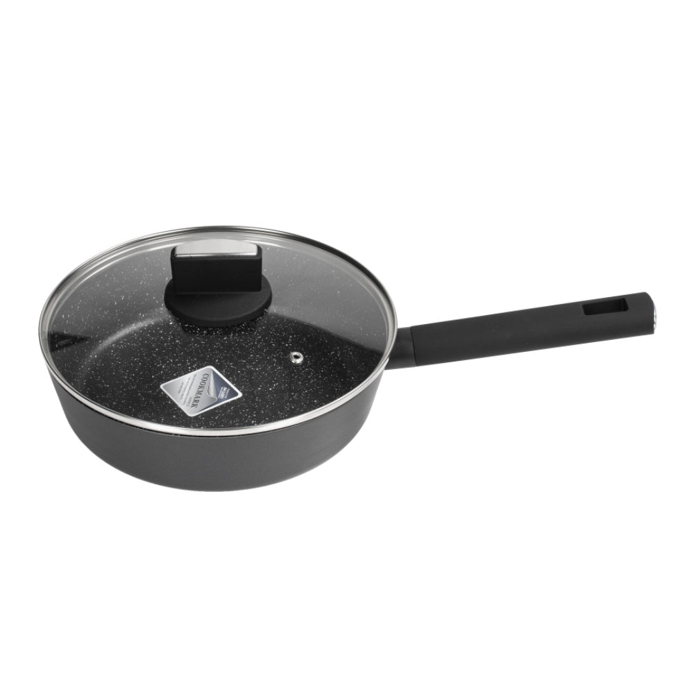 Cratita Zilan ZLN0898 Negru cu invelis din marmura, 5 straturi, 28 cm si maner fin la atingere, 3.9L