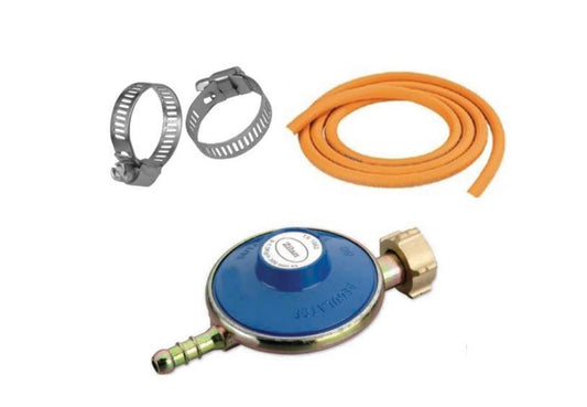 Pachet - 2 metrii furtun gaz + regulator presiune  ceas  + 2 buc coliere