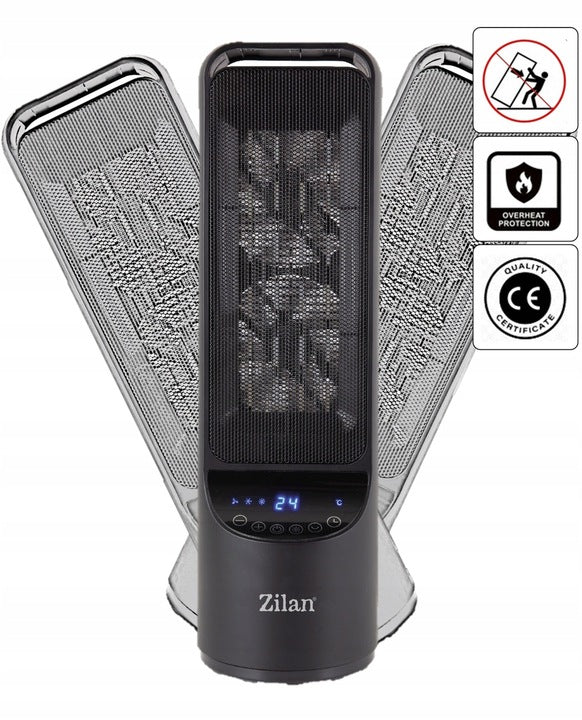 Aeroterma ceramica turn Zilan ZLN2052Negru, 2000W, timer 8H, siguranta la rasturnare