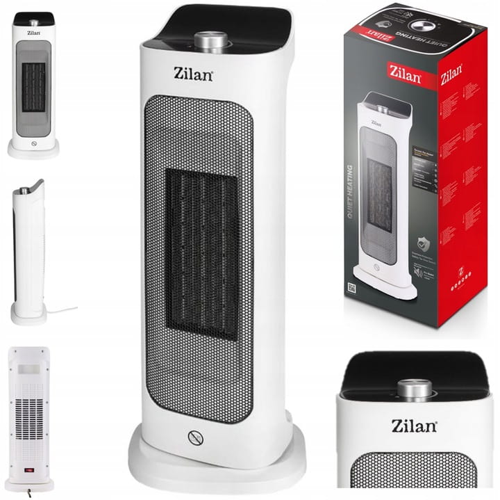 Aeroterma ceramica turn Zilan ZLN2038 Alb, 2000W, 2 trepte de viteza, termostat reglabil