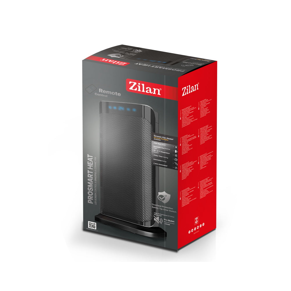 Aeroterma ceramica turn Zilan ZLN2045 negru, 2000W, oscilatie automata, timer 8H