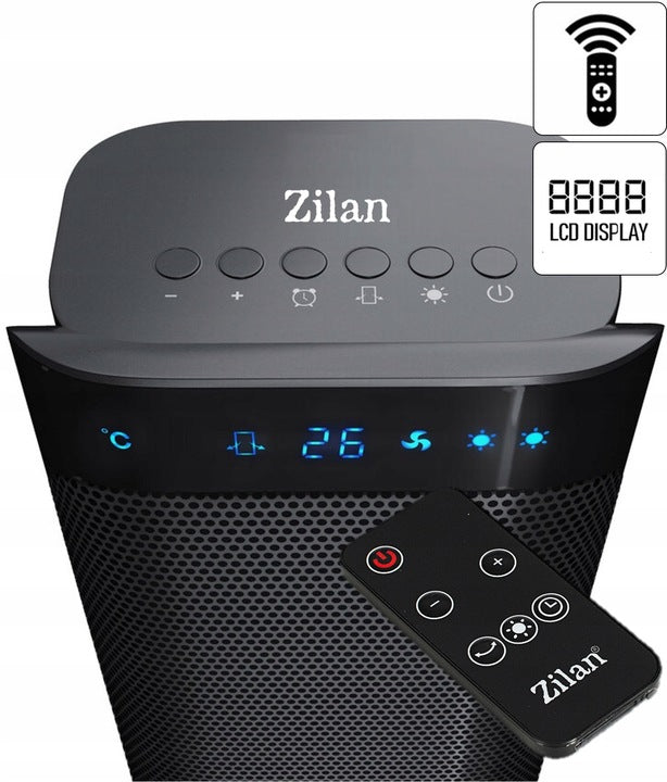Aeroterma ceramica turn Zilan ZLN2045 negru, 2000W, oscilatie automata, timer 8H