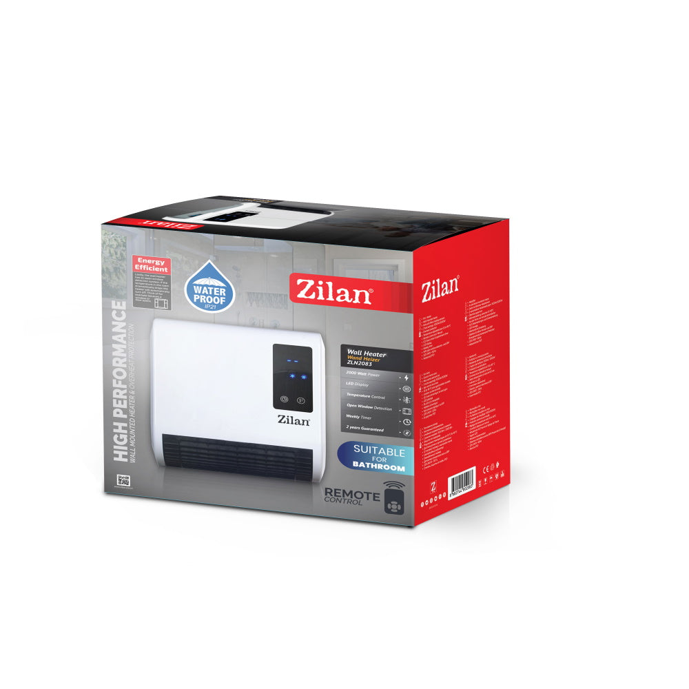 Aeroterma de perete Zilan ZLN2083 Alb, 2000W, display LED, senzori de ferestre deschise, programare saptamanala