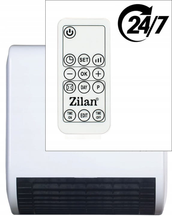 Aeroterma de perete Zilan ZLN2083 Alb, 2000W, display LED, senzori de ferestre deschise, programare saptamanala