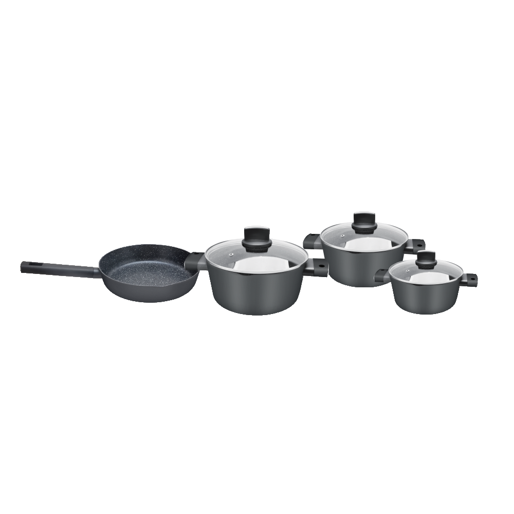Set de oale Zilan ZLN0959 Negru, cu 7 piese, invelis din marmura si manere fine la atingere