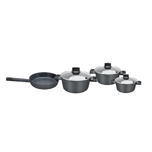 Set de oale Zilan ZLN0959 Negru, cu 7 piese, invelis din marmura si manere fine la atingere