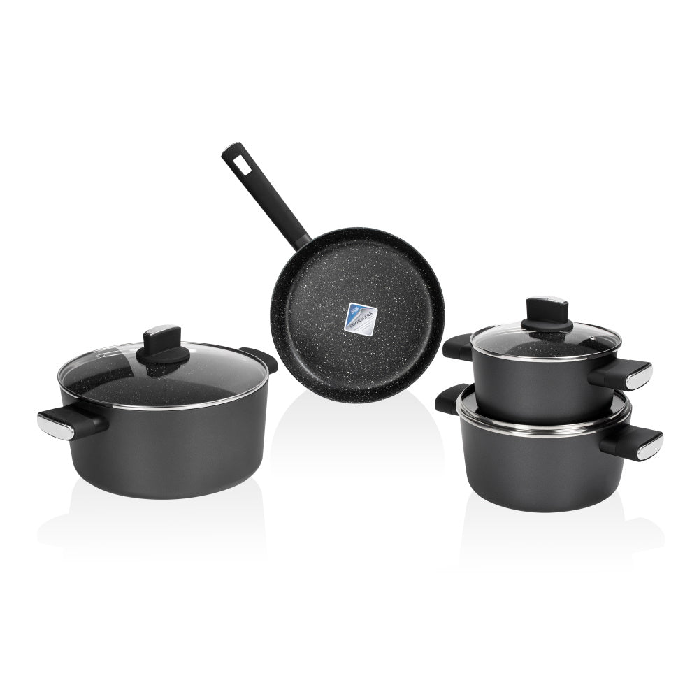 Set de oale Zilan ZLN0959 Negru, cu 7 piese, invelis din marmura si manere fine la atingere