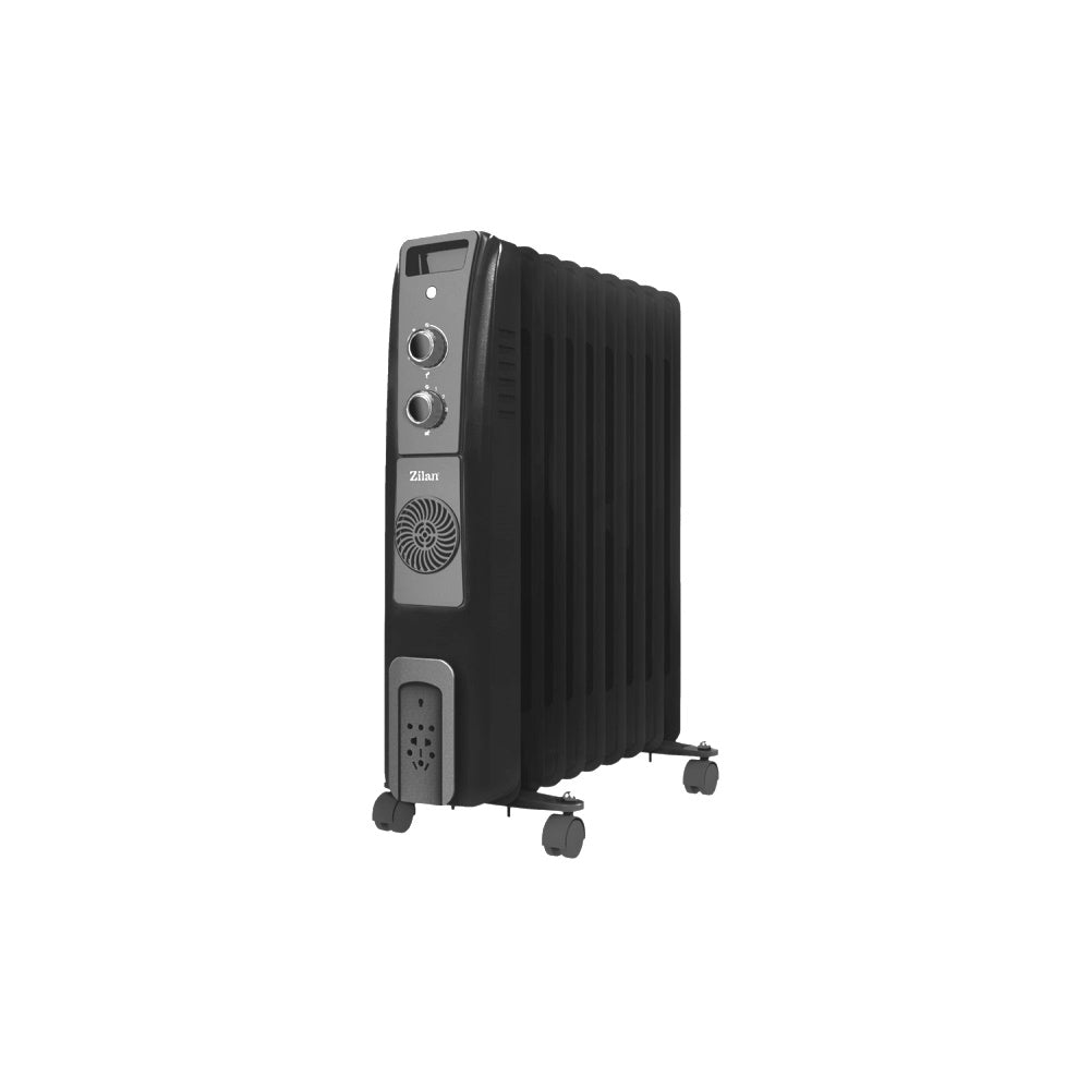 Calorifer electric cu ulei ZILAN ZLN1956 Negru, termostat reglabil, 2500W, 9 elementi
