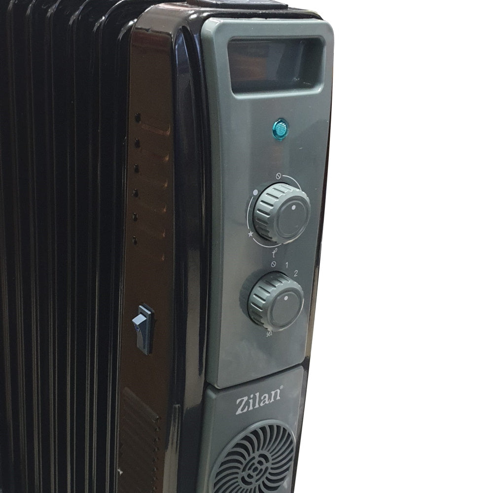 Calorifer electric cu ulei ZILAN ZLN1956 Negru, termostat reglabil, 2500W, 9 elementi