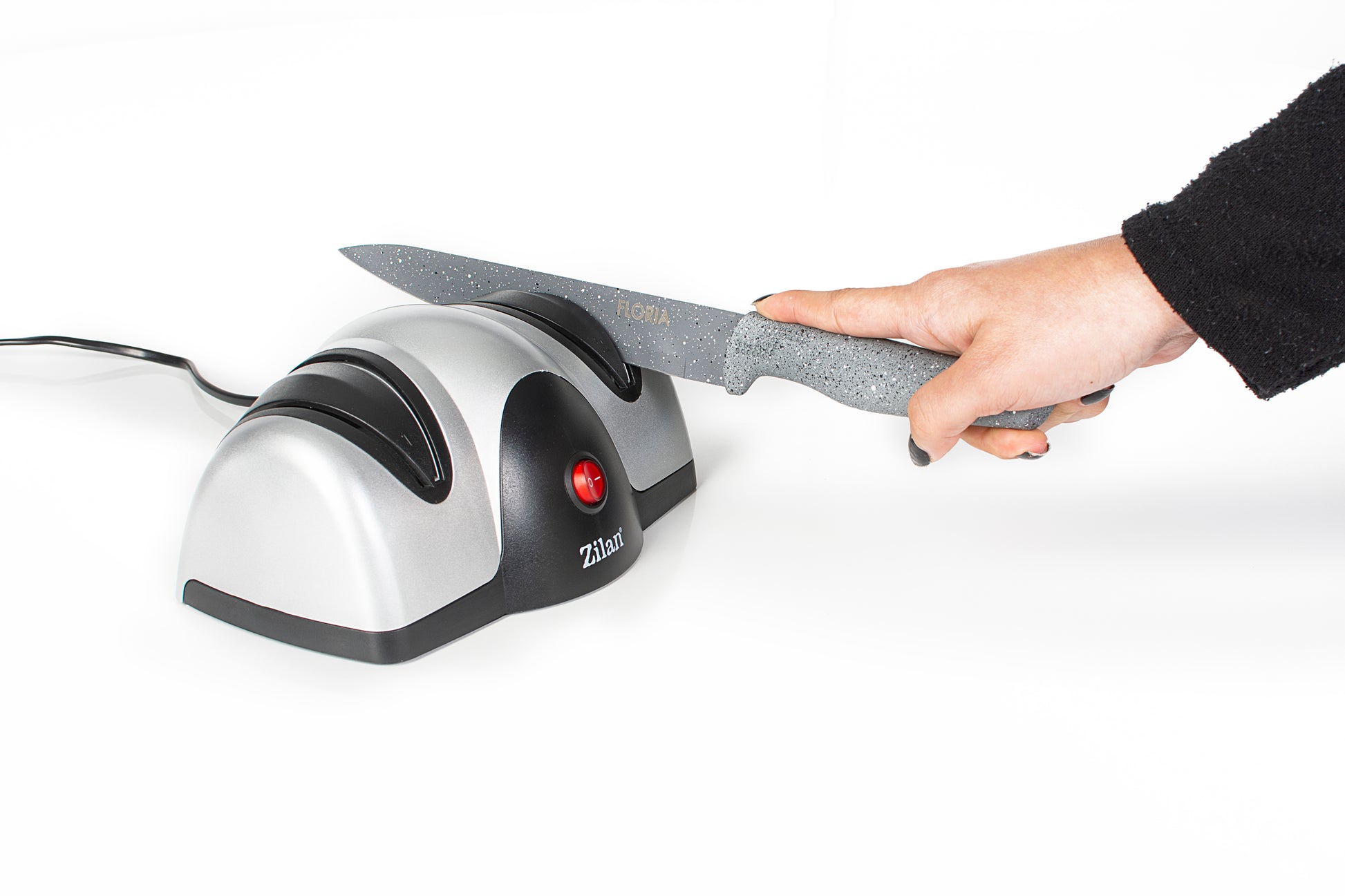 Ascutitor de cutite electric Zilan ZLN2168 Gri, cu doua nivele de ascutire, 40W, usor de curatat