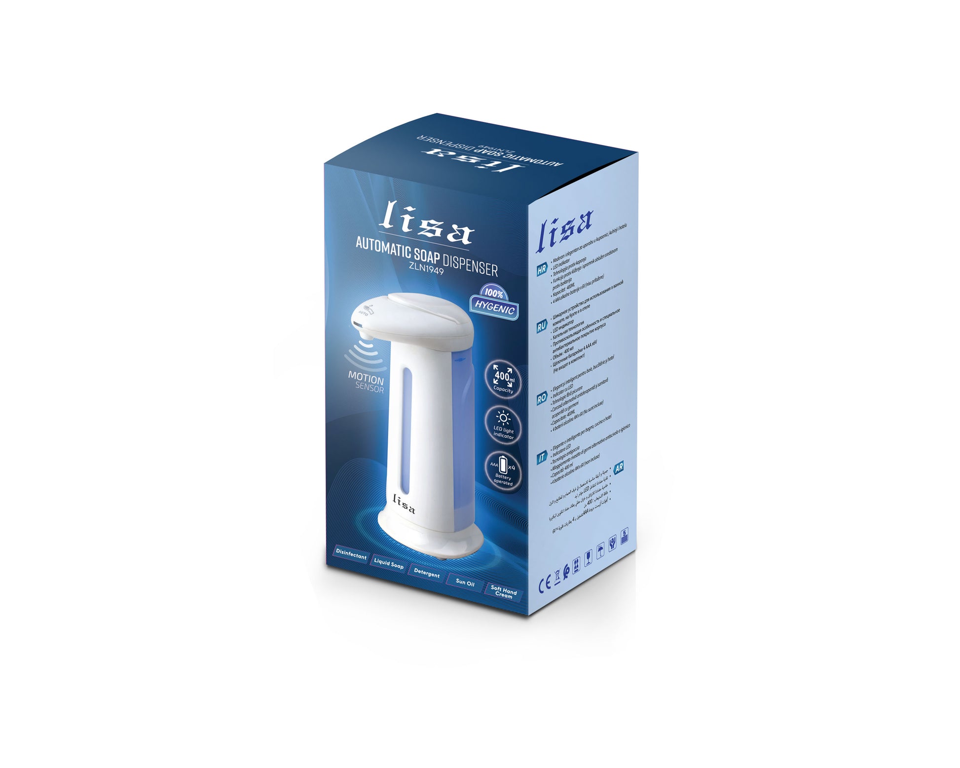 Dozator automat de sapun Lisa ZLN1949 Alb,  400ml si indicator LED