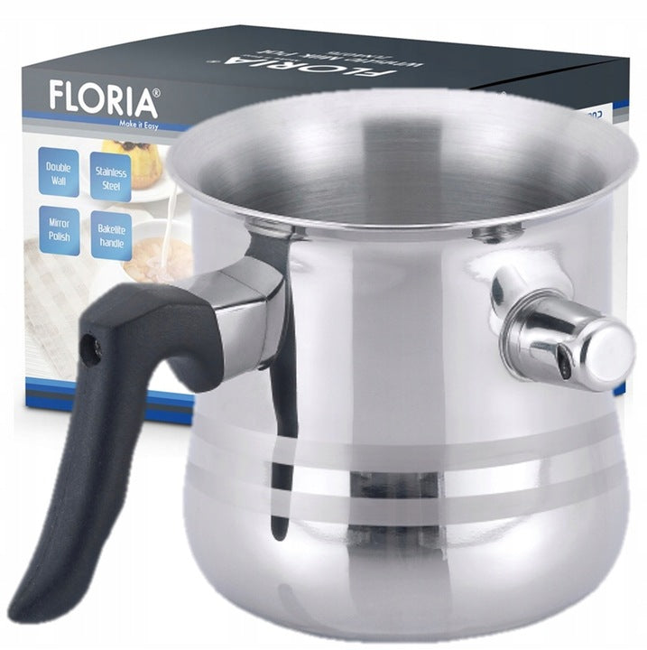 Oala pentru lapte cu fluier Floria ZLN1802 din otel inoxidabil, 3l