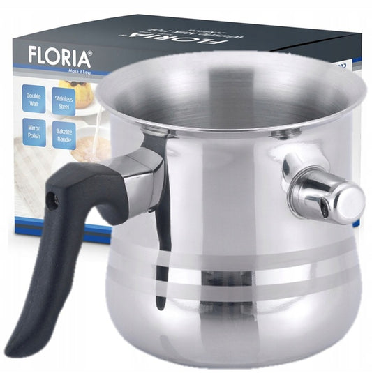 Oala pentru lapte cu fluier Floria ZLN1802 din otel inoxidabil, 3l