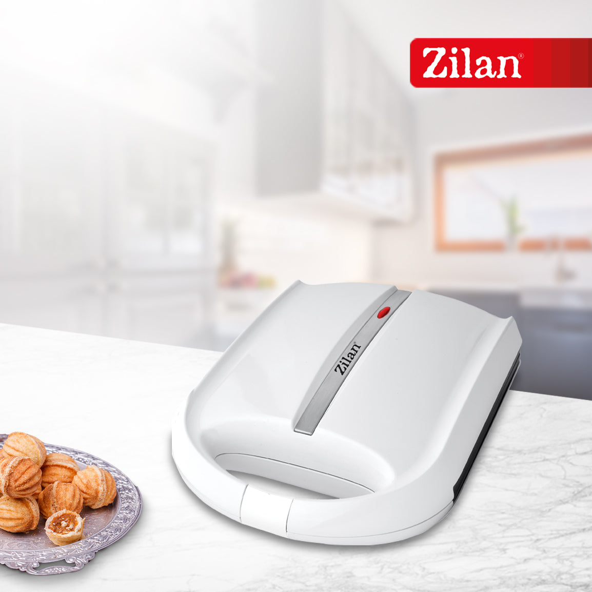 Aparat pentru preparat nuci Zilan ZLN2809 ALB, 24 jumatati sau 12 nuci intregi, 1600W, indicator luminos, Placi Neaderente