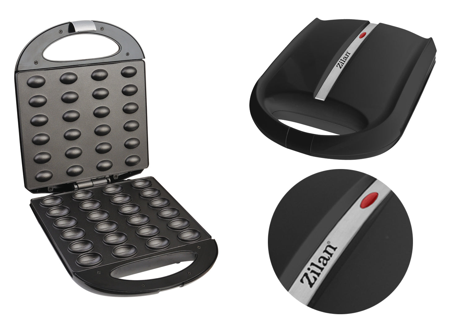 Aparat pentru preparat nuci Zilan ZLN2816 Negru, 24 jumatati sau 12 nuci intregi, 1600W, indicator luminos, Placi Neaderente