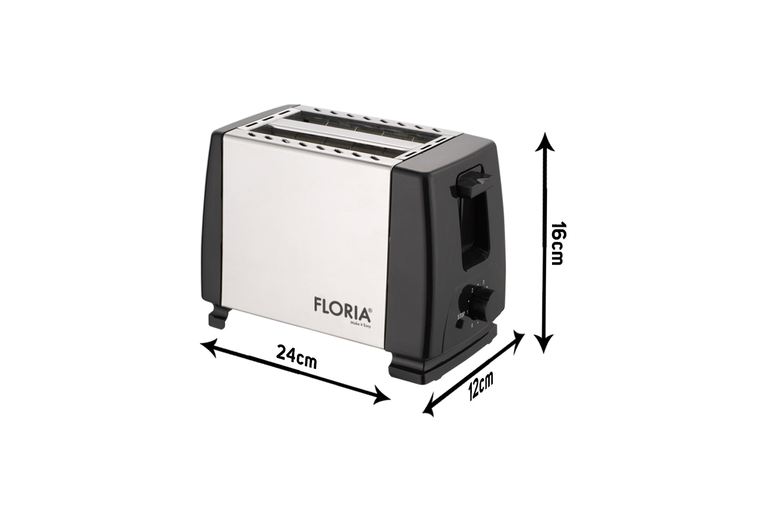 Prajitor de paine Floria ZLN1840 Negru/Inox, 700W, 7 nivele de control al temperaturii, buton de oprire