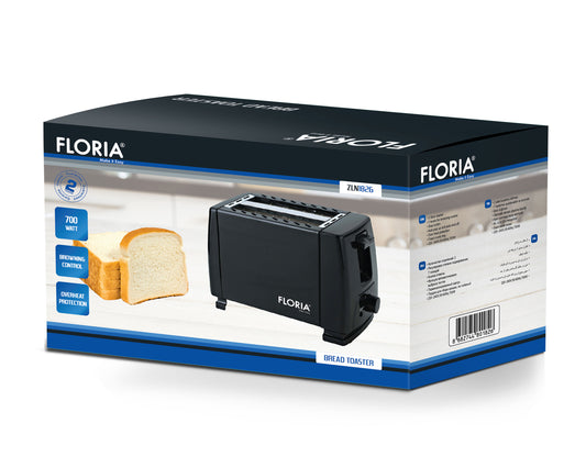 Prajitor de paine Floria ZLN1826 Negru, 700W, 7 nivele de control al temperaturii, buton de oprire
