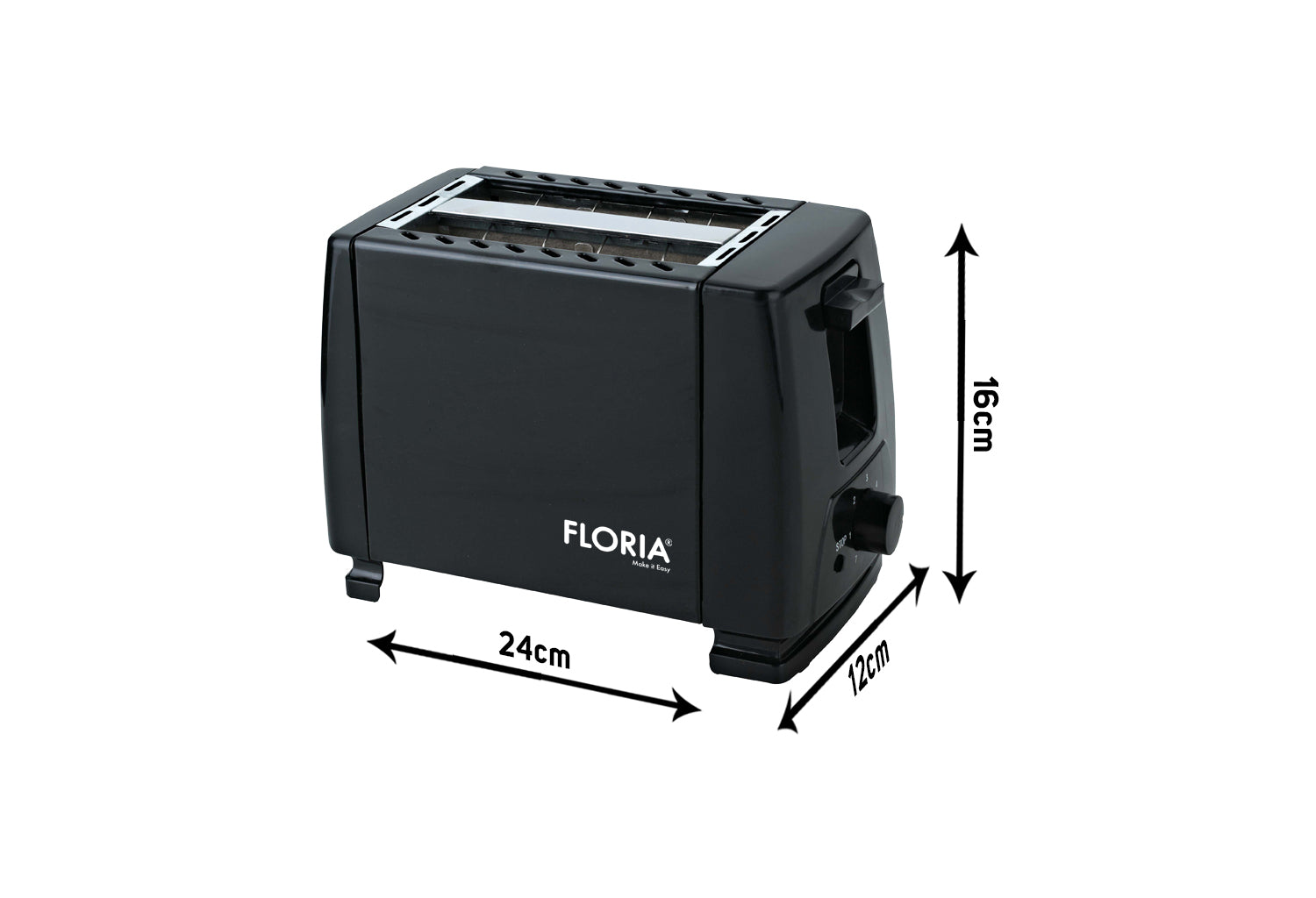 Prajitor de paine Floria ZLN1826 Negru, 700W, 7 nivele de control al temperaturii, buton de oprire