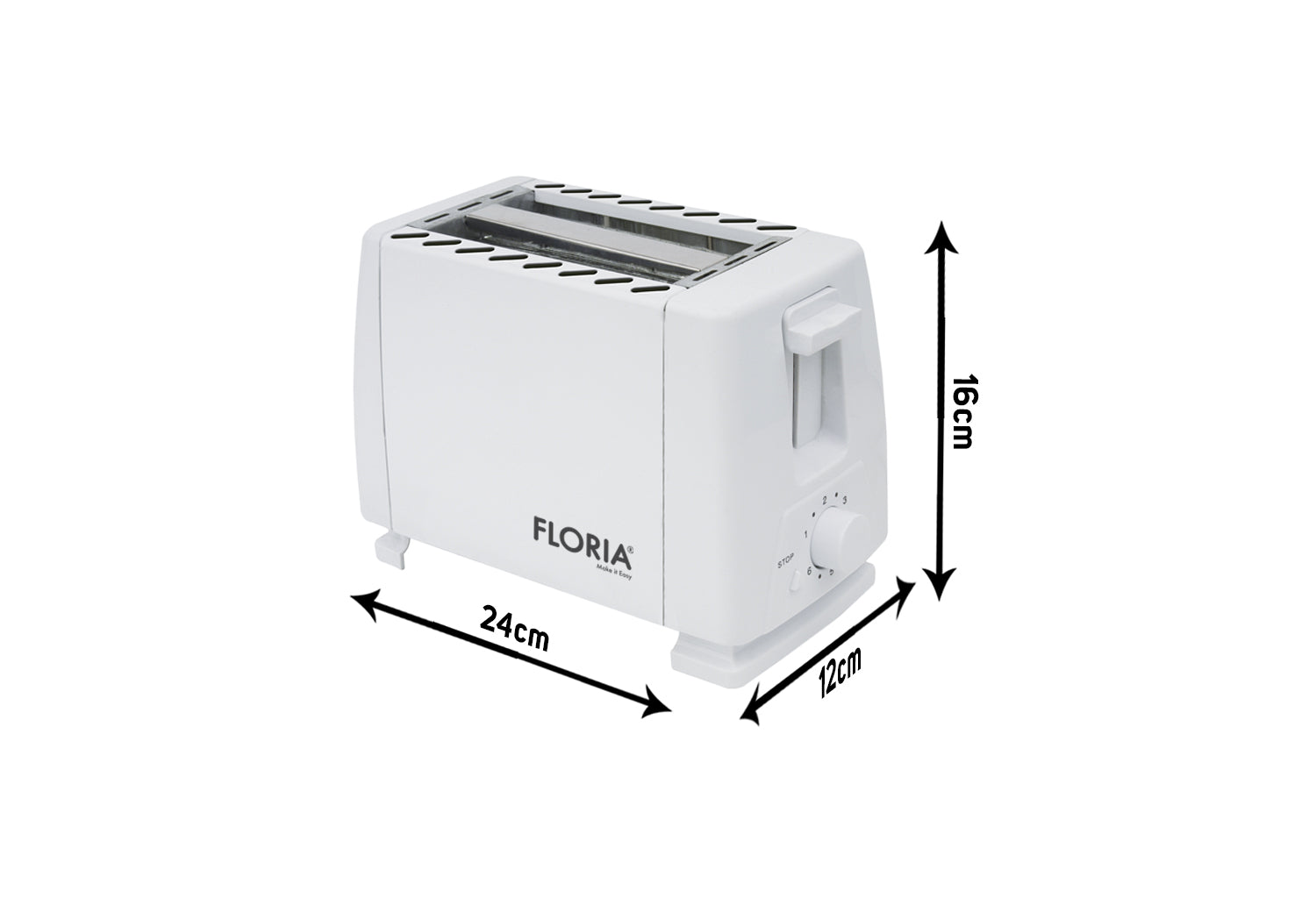 Prajitor de paine Floria ZLN1833 Alb, 700W, 7 nivele de control al temperaturii, buton de oprire