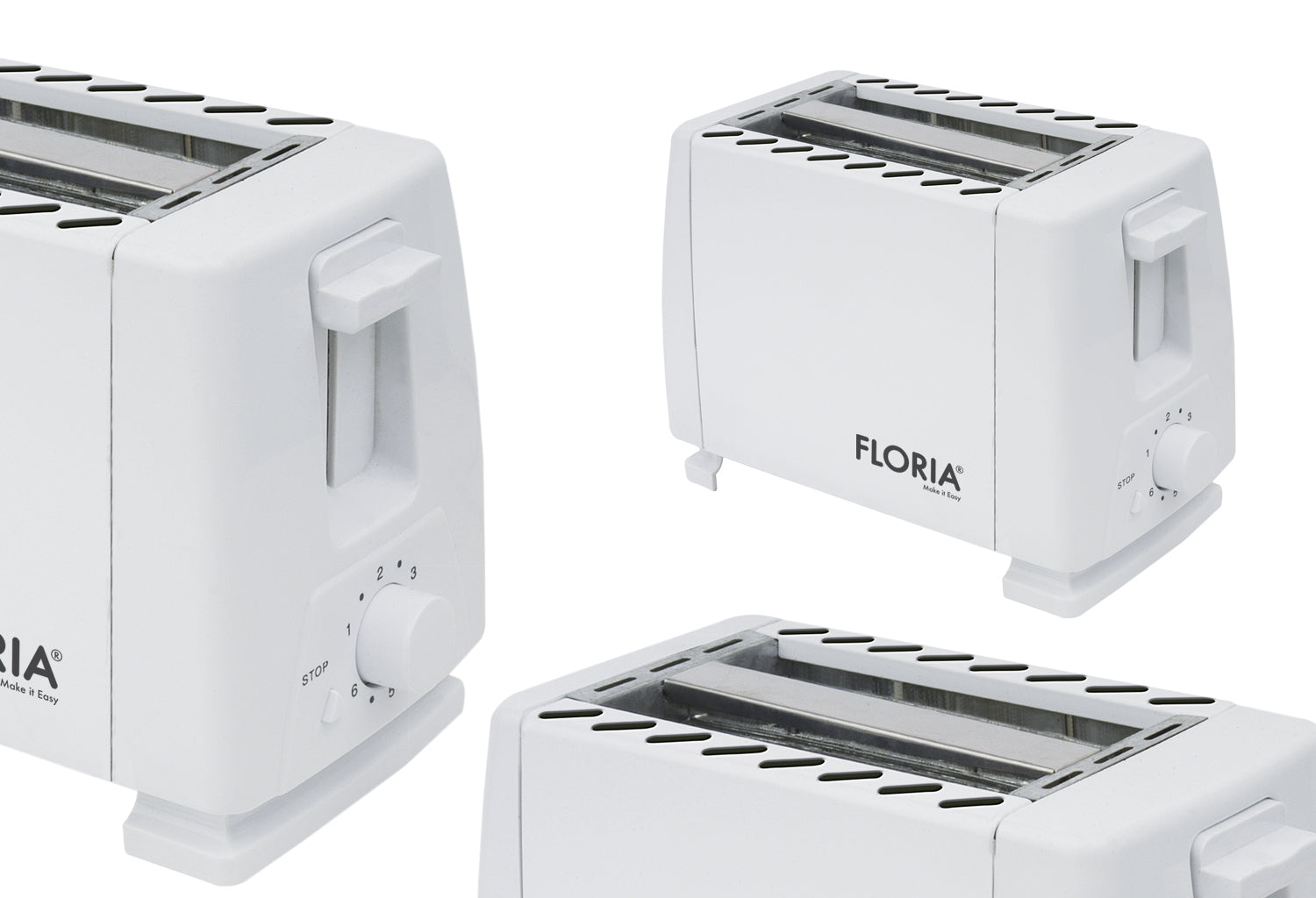 Prajitor de paine Floria ZLN1833 Alb, 700W, 7 nivele de control al temperaturii, buton de oprire