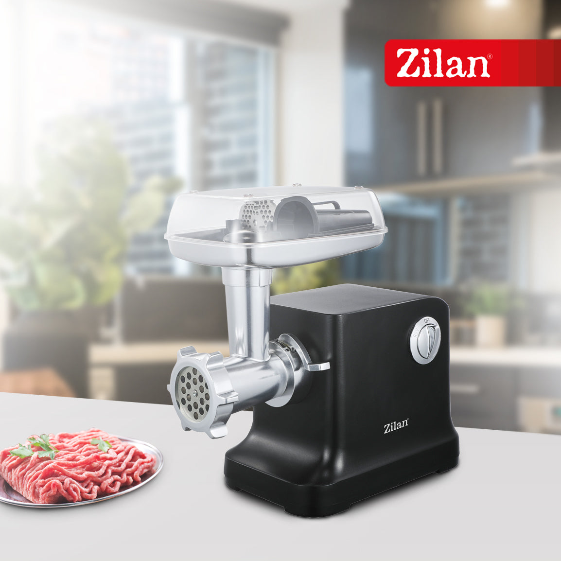 Masina de tocat carne Zilan ZLN1789 Negru, 1800W, doua viteze plus reverse