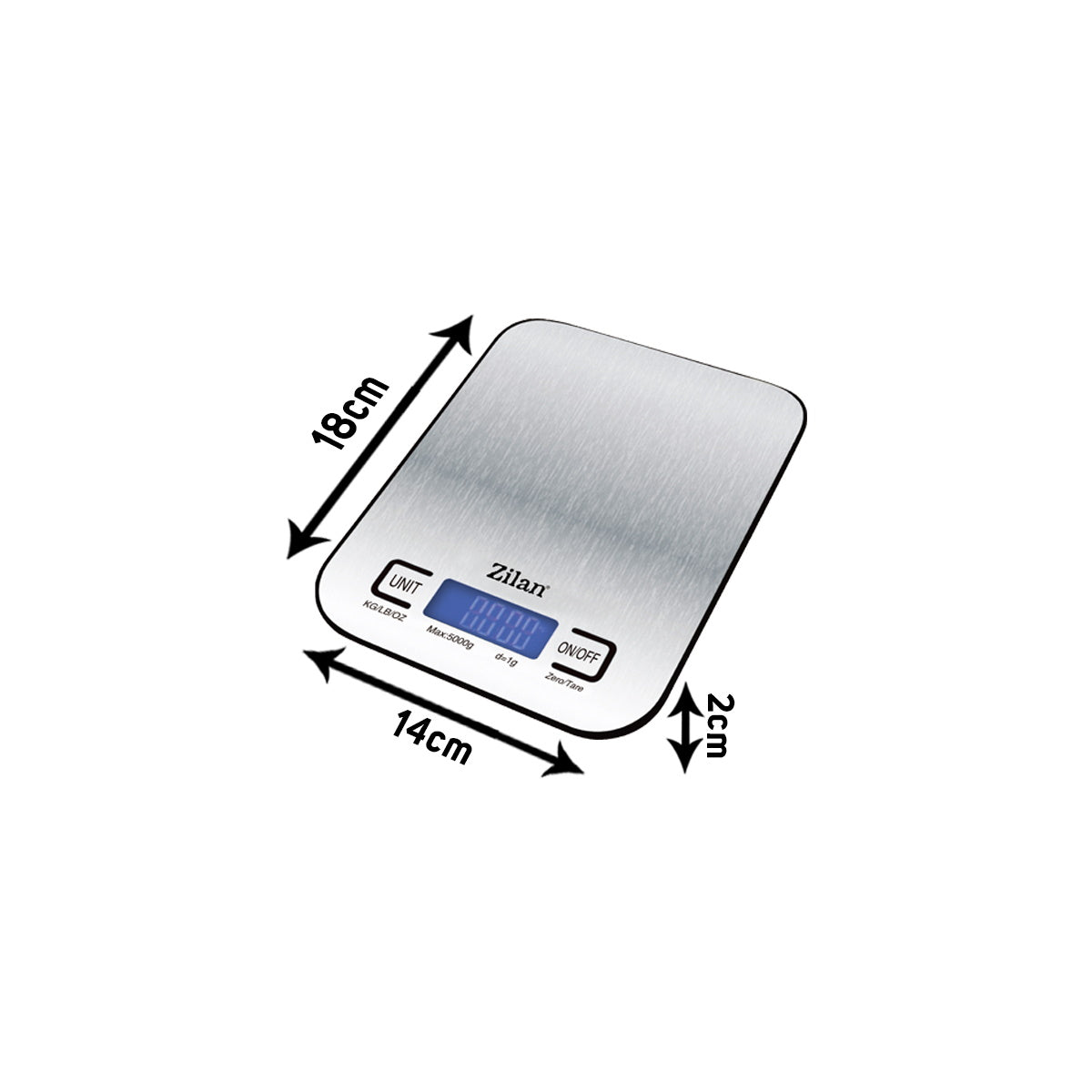 Cantar alimentar digital Zilan ZLN2984 Gri, capacitate 5000g, inchidere automata