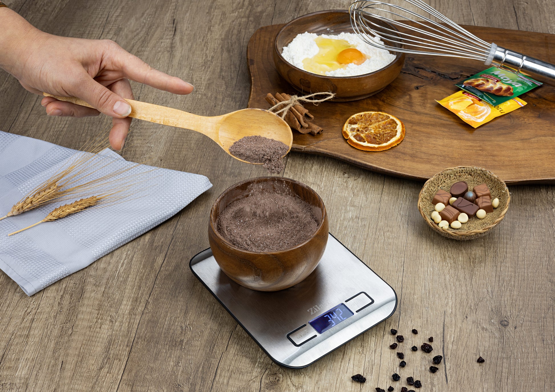 Cantar alimentar digital Zilan ZLN2984 Gri, capacitate 5000g, inchidere automata