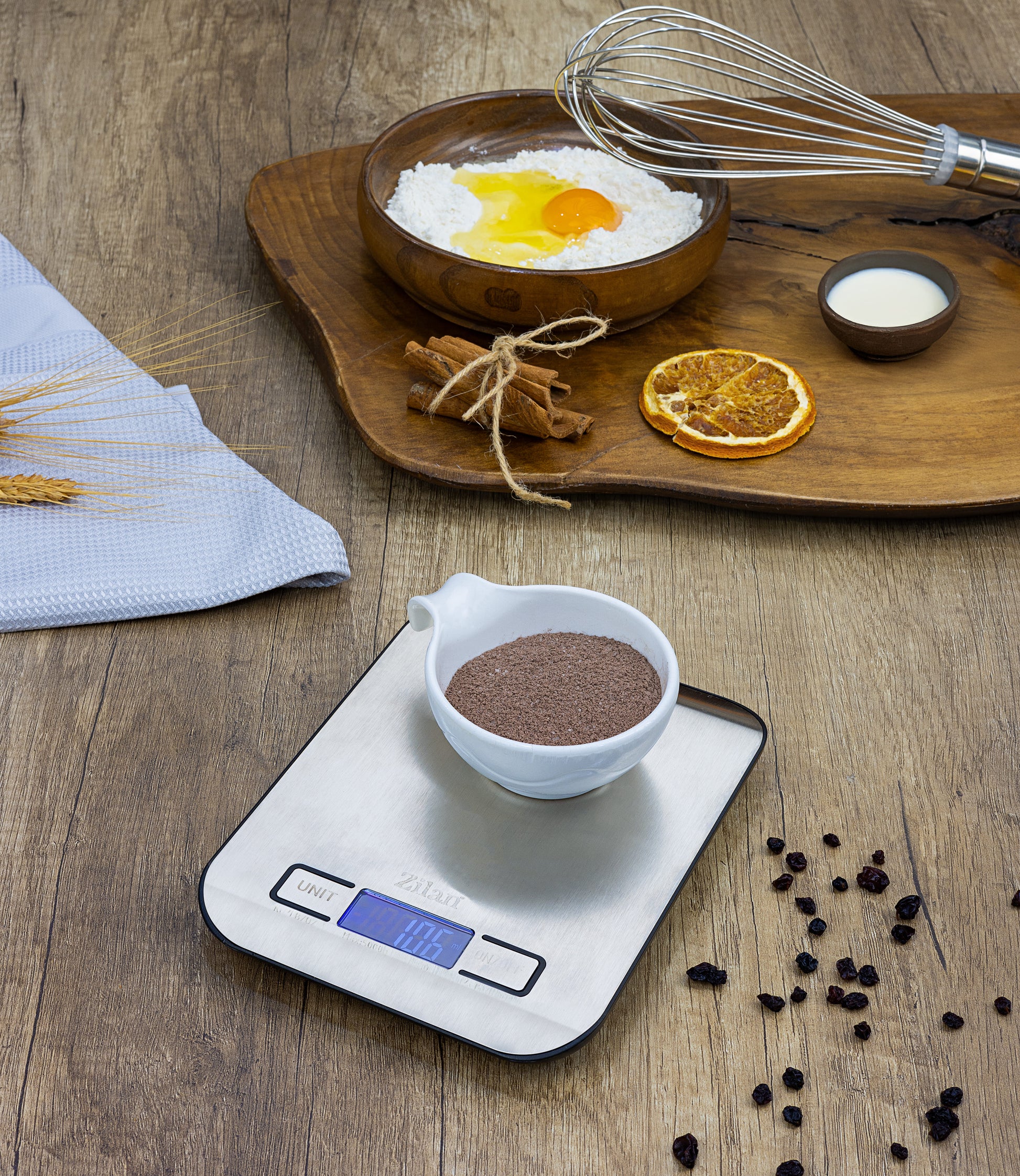 Cantar alimentar digital Zilan ZLN2984 Gri, capacitate 5000g, inchidere automata