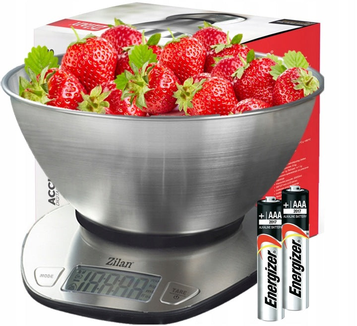 Cantar alimentar digital Zilan ZLN2960 Gri, ecran LED, indicator de baterie scazuta, inox