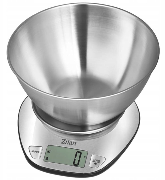 Cantar alimentar digital Zilan ZLN2960 Gri, ecran LED, indicator de baterie scazuta, inox