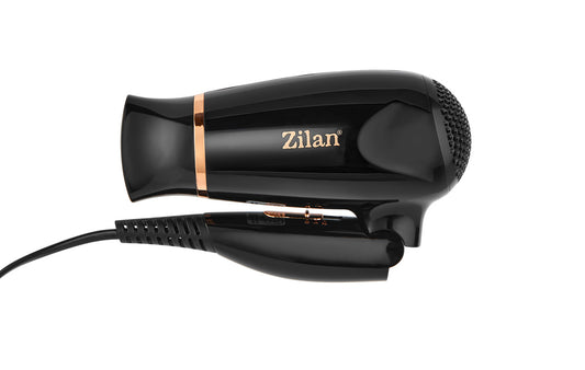 Uscator de par Floria ZLN2953 Negru cu maner pliabil pentru voiaj , 1200 W, 2 viteze si temperatura, Concentrator