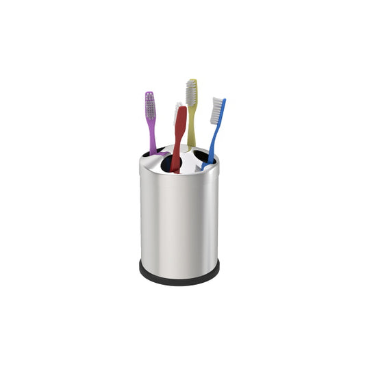 Set de baie Zilan ZLN4605 4 in 1 din inox cu cos menajer de 3 litri, perie WC, suport sapun lichid, suport periute de dinti