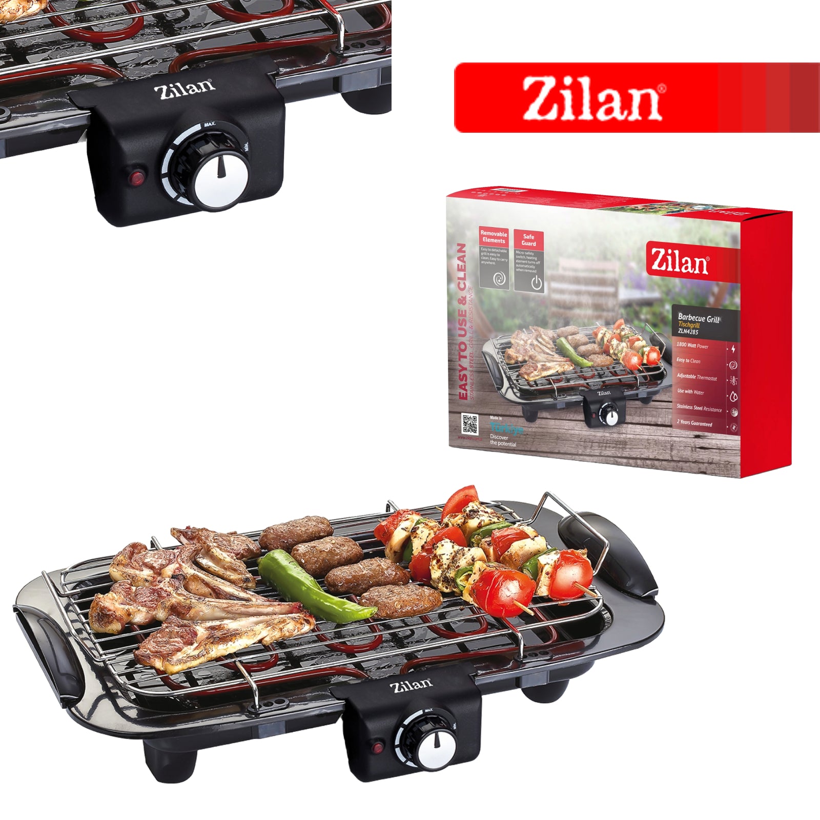 Gratar electric Zilan ZLN4285 Negru, putere 1800W, termostat ajustabil